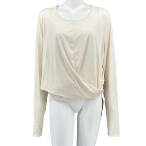Fabletics‎ Top Womens 3X Cream Leopard Crop Long Sleeves Athleisure Gym Workout